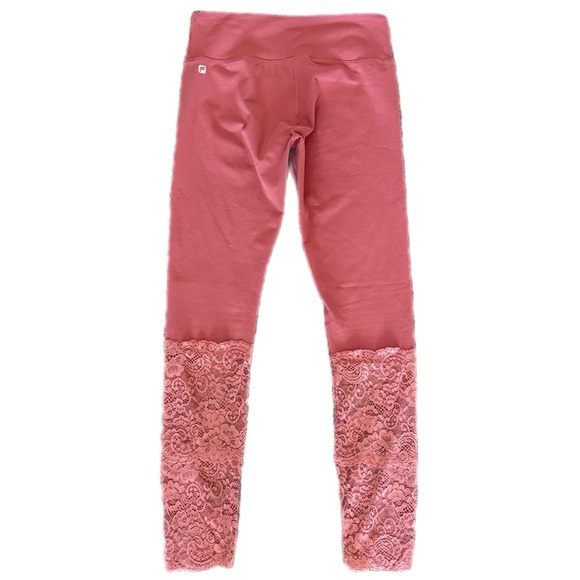 Fabletics Solar Statement PowerHold Lace Bottom Leggings in terracotta Size XS - Picture 4 of 6